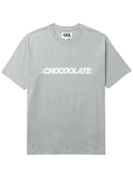 Памучна тениска с принт Chocoolate сиво