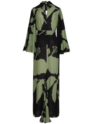 Šilkinis siuvinėtas suknele Johanna Ortiz žalia