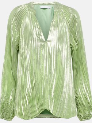 Blusa de seda plisada Simkhai verde
