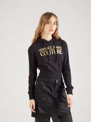 Slim fit priliehavá mikina s kapucňou Versace Jeans Couture čierna