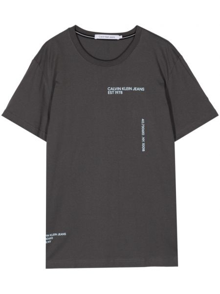 T-shirt en coton à imprimé Calvin Klein gris