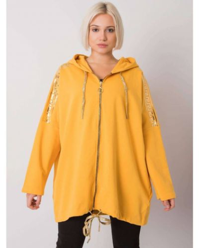 Cipzáras kapucnis melegítő felső Fashionhunters sárga
