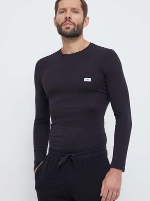 Tričko s dlouhým rukávem s dlouhými rukávy s aplikacemi Emporio Armani Underwear černé