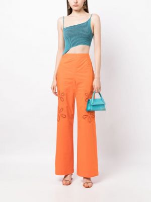 Květinové kalhoty s výšivkou Boutique Moschino oranžové