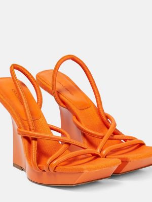 Sandales en cuir à talons compensés Gia Borghini orange