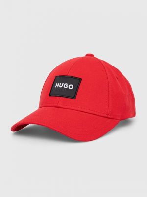 Памучна шапка с козирки с апликация Hugo