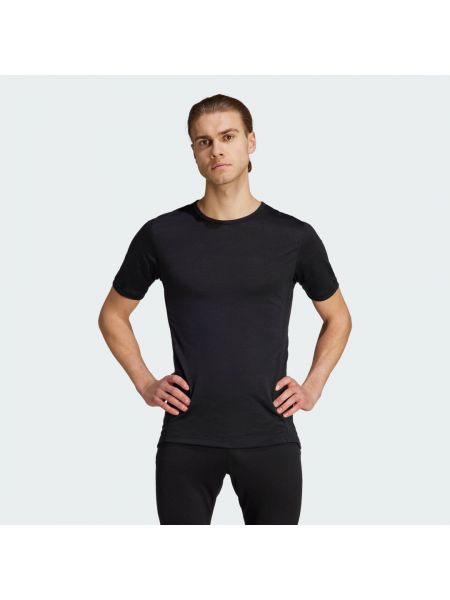 Koszulka z wełny merino z krótkim rękawem Adidas czarna