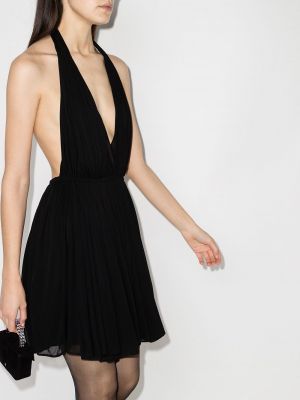 Plisuotas mini suknele Saint Laurent juoda