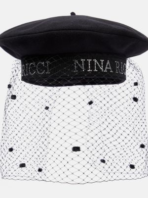 Vlnená baretka Nina Ricci čierna