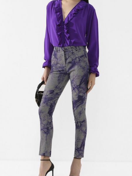 Шерстяные брюки Versace фиолетовые