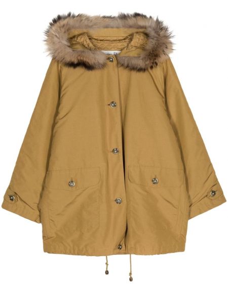 Dlouhá bunda s kožíškem s kapucí Christian Dior Pre-owned hnědá