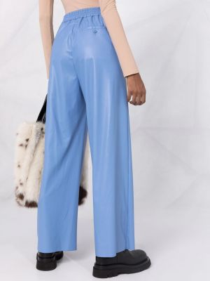 Kožené rovné kalhoty Mm6 Maison Margiela modré