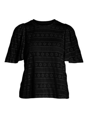 Jednofarebné priliehavé tričko z polyesteru Vila - čierna