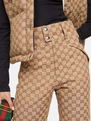 Pamučne hlače ravnih nogavica Gucci smeđa