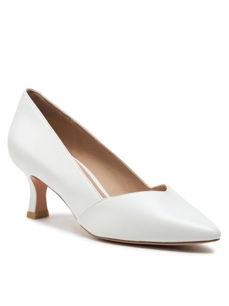 Полуотворени обувки с ток Caprice бяло