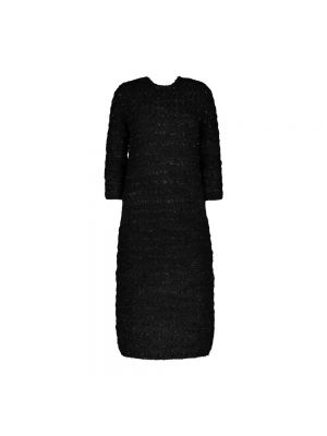 Czarna sukienka midi tweedowa Balenciaga