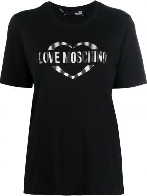 Тениска с принт Love Moschino черно