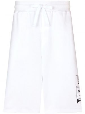 Pantaloni scurți din bumbac cu imagine Dolce & Gabbana alb