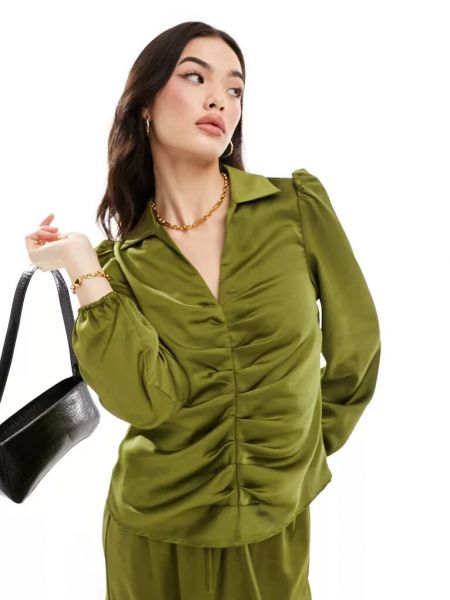 Однотонная блузка с рюшами Y.a.s. зеленая