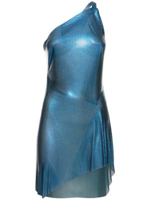 Sukienka mini z siateczką Fannie Schiavoni niebieska