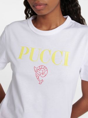 Bombažna majica s potiskom Pucci bela