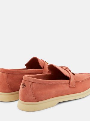 Pantofi loafer din piele de căprioară Loro Piana roz