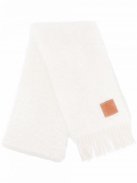 Sciarpa con frange di lana mohair Loewe bianco
