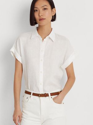 Льняная рубашка на пуговицах Lauren Ralph Lauren белая