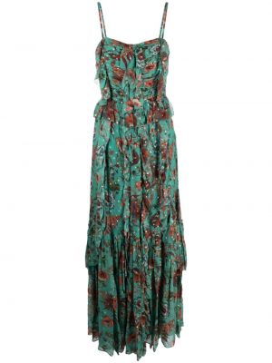 Maksi haljina s cvjetnim printom s printom Ulla Johnson zelena