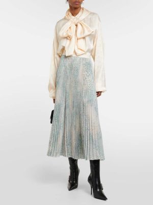 Plisovaná midi sukňa s potlačou Balenciaga béžová