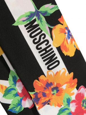 Echarpe en soie à fleurs à imprimé Moschino noir