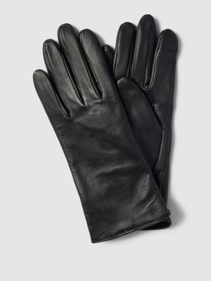 Czarne rękawiczki skórzane Boss