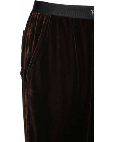 Pantaloni de catifea cu croială lejeră Tom Ford maro