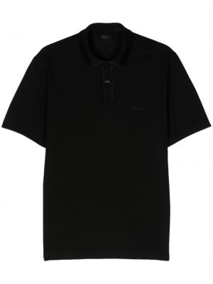 Medvilninis siuvinėtas polo marškinėliai Brioni juoda