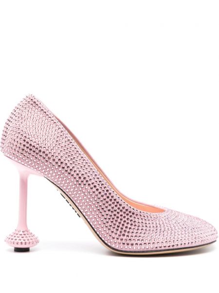 Кожени полуотворени обувки Loewe розово