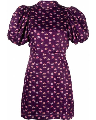 Květinové mini šaty s potiskem Rotate fialové