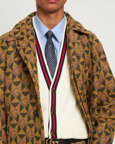 Svilena kravata s printom Gucci plava