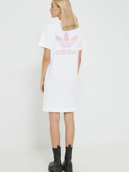 Хлопковое платье мини Adidas Originals белое