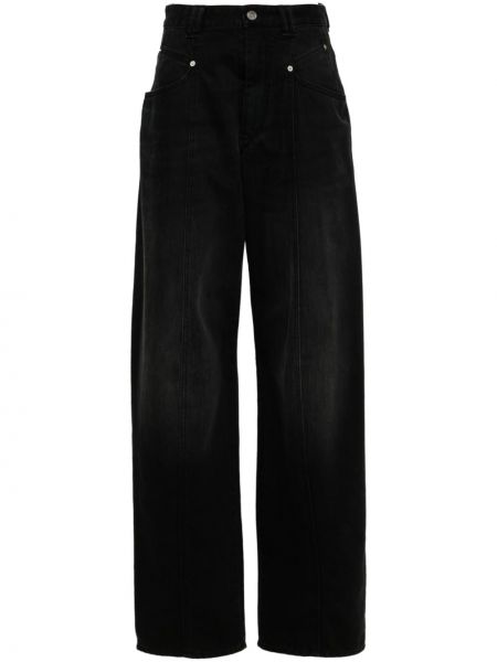 Czarne jeansy z wysoką talią relaxed fit Isabel Marant