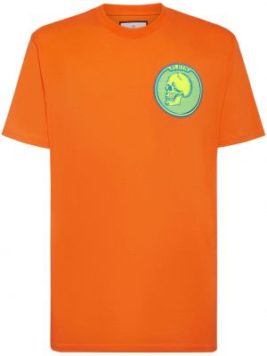 Памучна тениска бродирана Philipp Plein оранжево