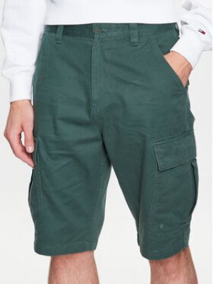 Voľné bavlnené priliehavé džínsové šortky Tommy Jeans zelená