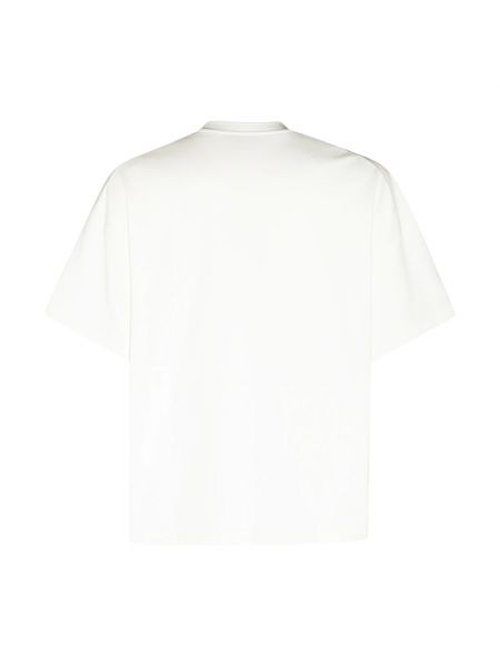 Koszulka bawełniana z krótkim rękawem z nadrukiem Jil Sander biała