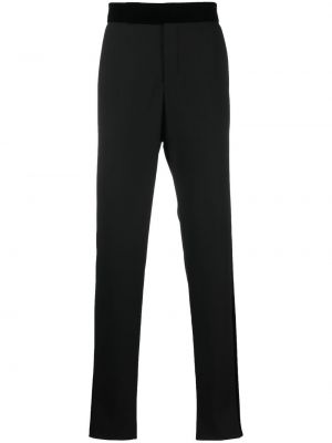 Czarne aksamitne proste spodnie Giorgio Armani