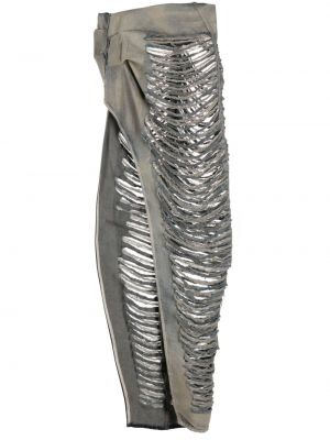 Asimetriškas džinsinis sijonas su įbrėžimais Rick Owens