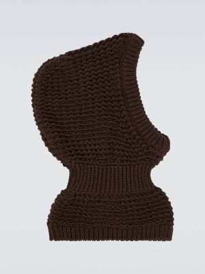 Плетена шапка с качулка Lemaire кафяво