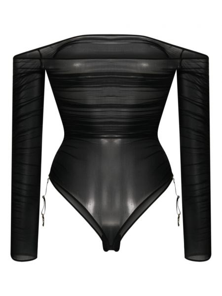 Transparentes body mit drapierungen Maison Close schwarz