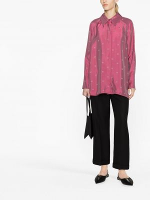 Asymmetrische jacquard hemd mit geknöpfter Ganni pink
