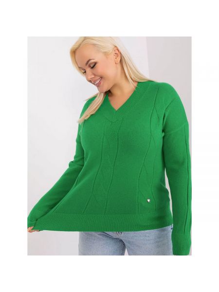 Pletený pletený kardigan s výstřihem do v Fashionhunters zelený