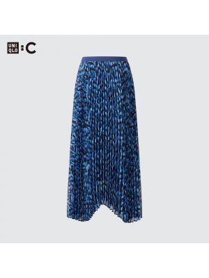 Плиссированная юбка Uniqlo синяя