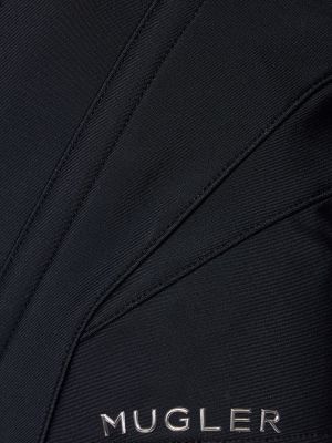Bluza z kapturem dopasowana na zamek bawełniana Mugler czarna